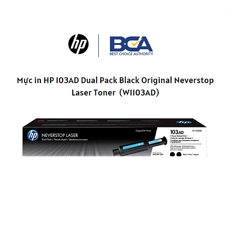 Mực in HP 103AD Dual Pack Black Original Neverstop Laser Toner (W1103AD) - Hàng chính hãng