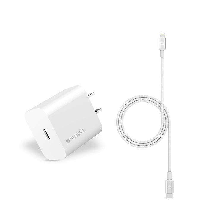 Combo sạc nhanh Mophie Power Delivery 20W USB-C - Cáp Mophie C to LN 1M - Hàng chính hãng