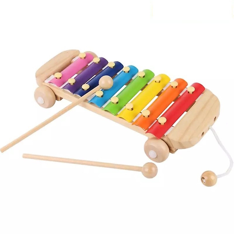 Đồ Chơi Xe Kéo Đàn Bằng Gỗ 8 Nốt Cho Bé Chơi Nhạc Và Phát Triển Trí Tuệ