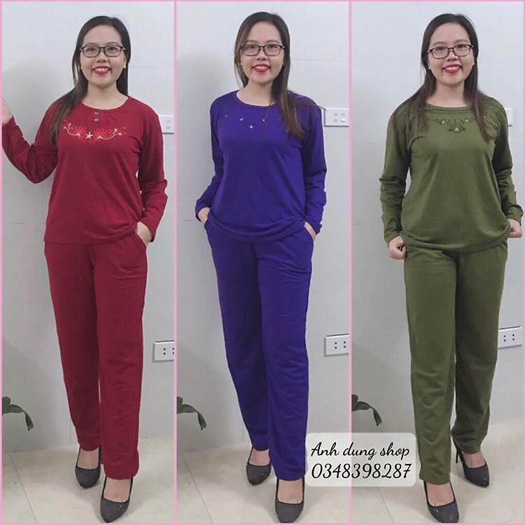 BỘ NỈ DA CÁ MẶC NHÀ TRUNG NIÊN- BỘ DÀI TAY DA CÁ CHO MẸ