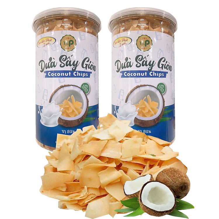 COMBO 2 HỘP DỪA SẤY GIÒN VỊ SỮA GIÒN GIÒN BÉO BÉO THƠM NGON TÂN LỘC PHÁT - MỖI HŨ 200G