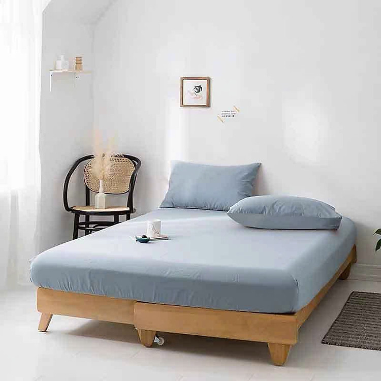 Ga giường cotton tici không vỏ gối LIDACO drap giường trơn 15 màu lựa đủ mọi size nệm