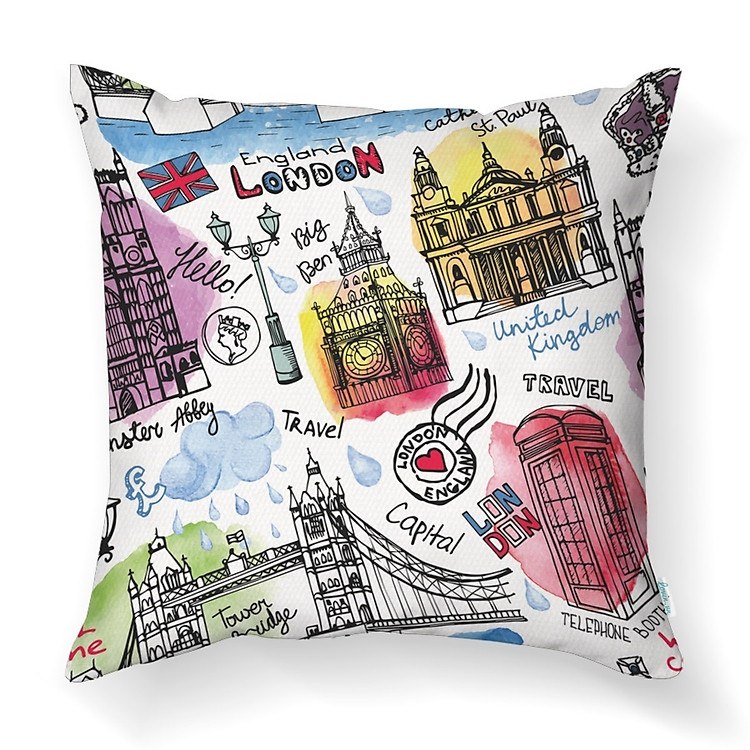 Gối Trang Trí Sofa LOVIN London Travel Gv1060 Vải Canvas