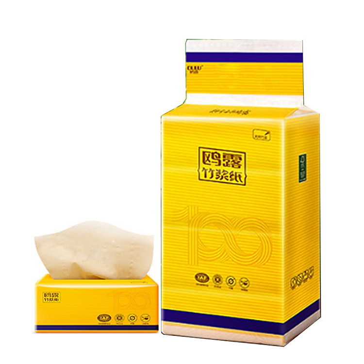 Khăn giấy ăn Oulu 3 lớp, sợi tre tự nhiên siêu dai, thấm hút tốt, thân thiện với môi trường, bảo vệ tài nguyên rừng - 240 tờ/3 lớp 180*126mm- Màu vàng