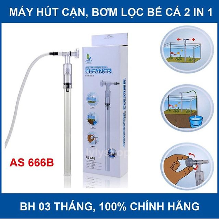 MÁY HÚT CẶN HỒ CÁ AS - 666B (DẠNG CƠ) - DỤNG CỤ VỆ SINH HỒ CÁ , HÒI THUỶ SINH