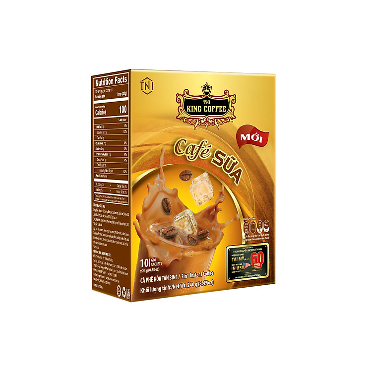 Cà Phê Sữa Hòa Tan 3IN1 KING COFFEE - Hộp 10 gói x 24g