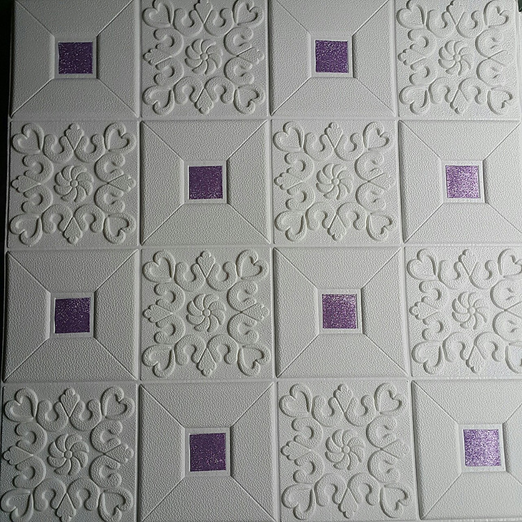 10 tấm xốp dán tường giả da điểm màu tím