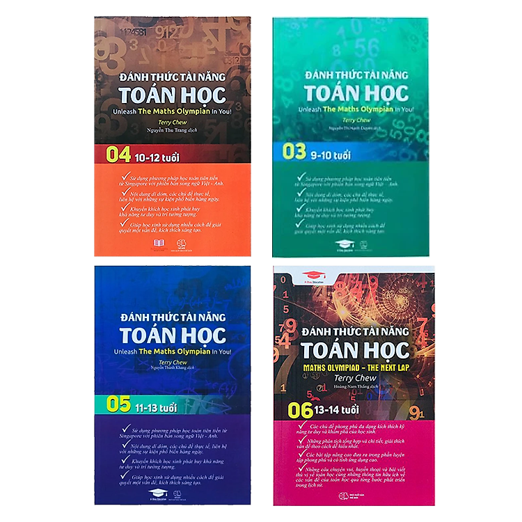 Sách Đánh Thức Tài Năng Toán Học 3, 4, 5, 6 ( Combo 4 Cuốn ) - Tổng hợp kiến thức toán học lớp 3 đến lớp 7, Hiệu sách Genbooks