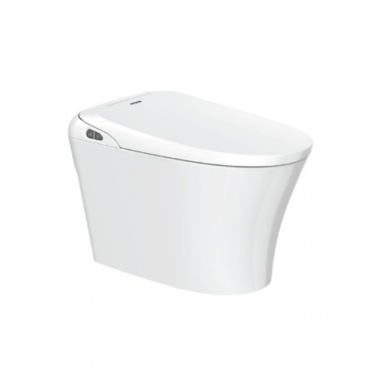 Bàn cầu điện tử, chức năng sưởi ấm bệ ngồi và xả tự động, nút điều khiển bên hông, dòng Bella, hiệu Moen , màu Trắng