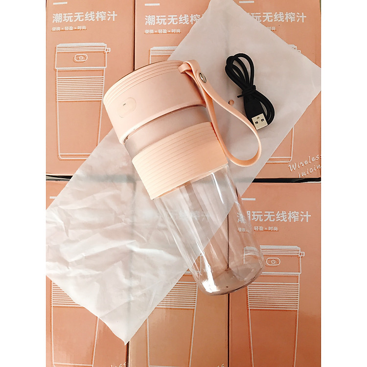 Máy xay sinh tố mini cầm tay sạc pin tiện lợi 300ml AJL (Màu Ngẫu Nhiên)