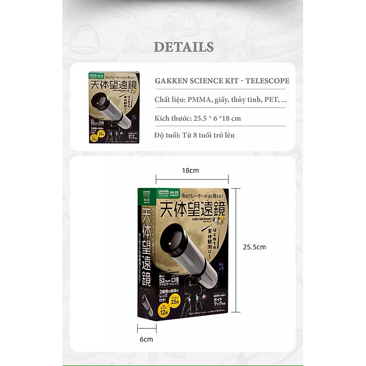 Mô hình kính thiên văn Gakken Science Kit Chính hãng Ưu đãi - Hình ảnh 3