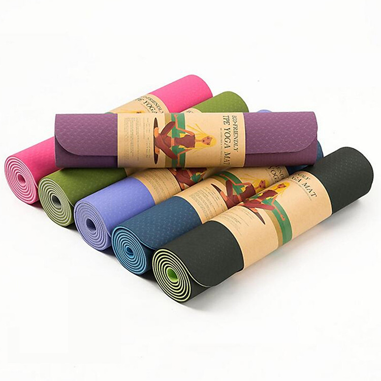 Thảm Tập Yoga, Gym Amalife 2 Lớp + Túi Đựng Thảm Tập Yoga Dây Buộc Thảm Tập Yoga (Giao Màu Ngẫu Nhiên)