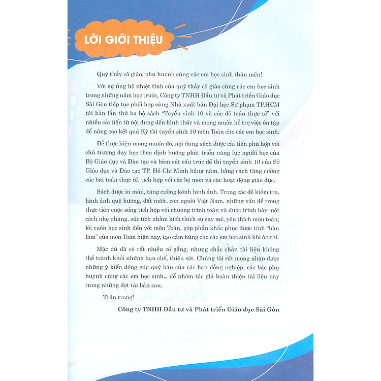 Tuyển Sinh 10 Và Các Vấn Đề Toán Thực Tế (Tái bản lần thứ tư) - Ảnh 3
