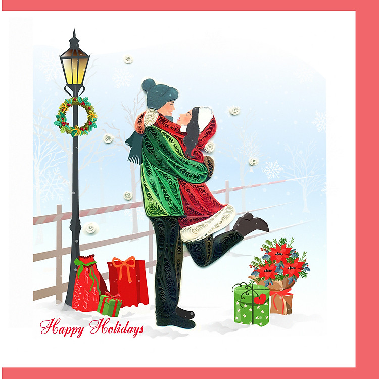 Thiệp Nghệ Thuật Giấy Xoắn - Ánh Tuyết Và Tình Yêu - Snowlight Love - Christmas - Việt Net