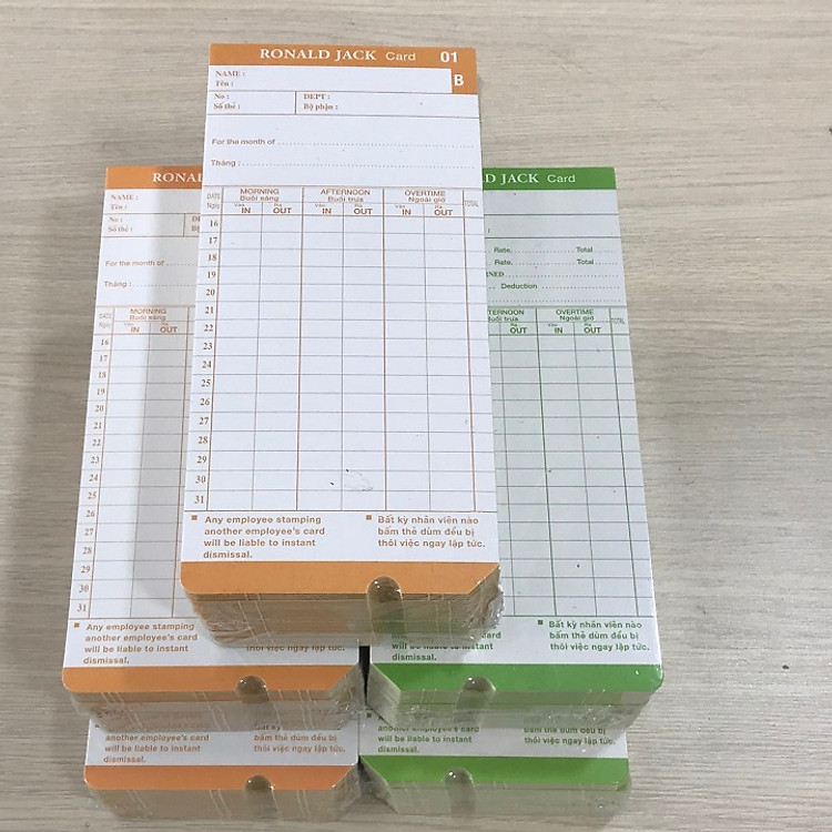 5 xấp thẻ giấy chấm công chất lượng cao - Hàng nhập khẩu