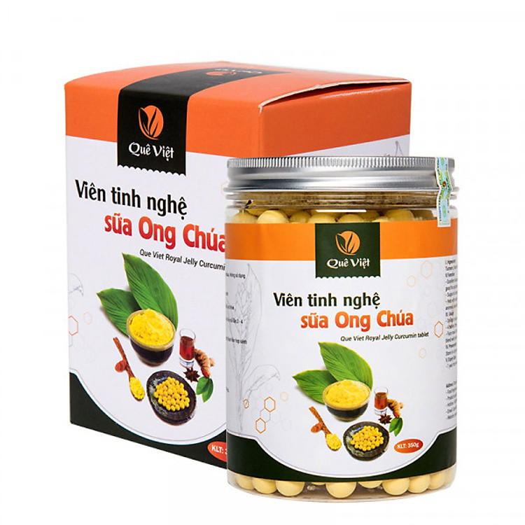 Viên Tinh nghệ sữa ong chúa Quê Việt - tăng sức đề kháng, kháng viêm, chống oxy hóa, ngăn ngừa ung thư