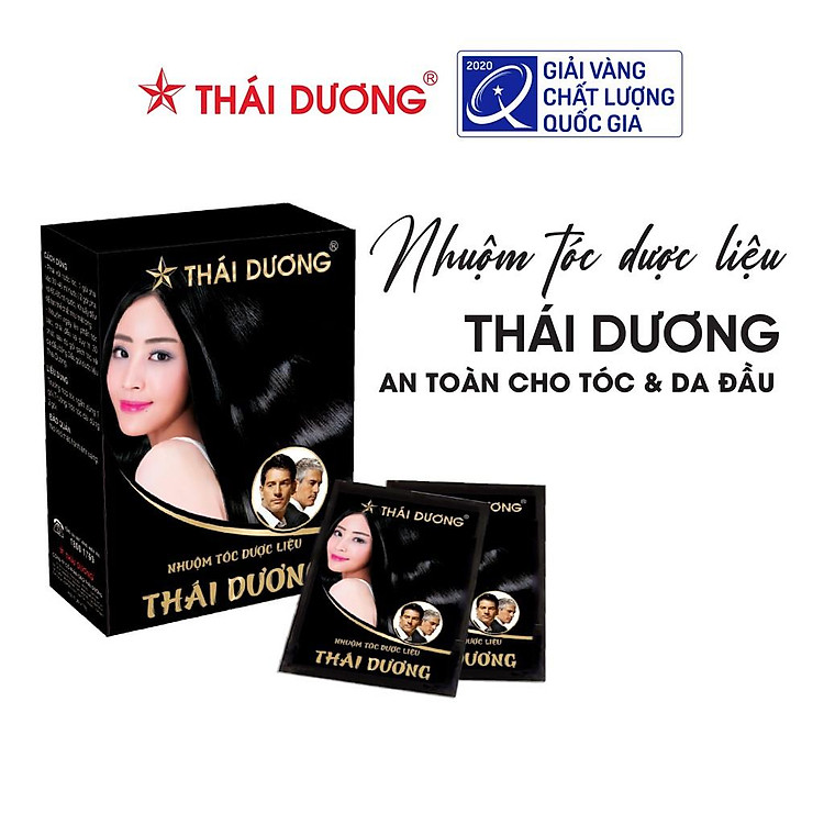 Bột nhuộm tóc dược liệu màu đen Sao Thái Dương hộp 5 gói