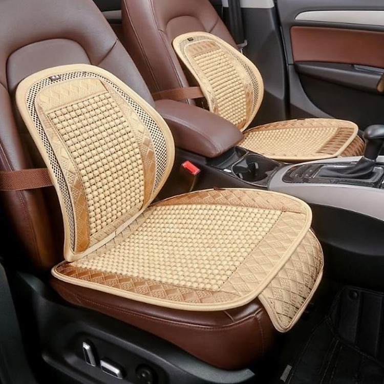 Bộ Tựa Lưng Và Lót Ghế Ô Tô Có Hạt Gỗ Masage Hàng Cao Cấp Đủ Mầu