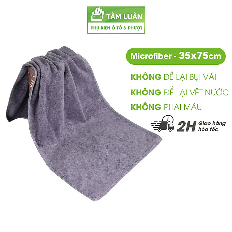 Khăn lau xe ô tô đa năng microfiber xám không để lại bụi vải, không để lại vệt nước, khổ to, không phai màu TÂM LUÂN Chổi lau tẩm dầu - Hàng chính hãng