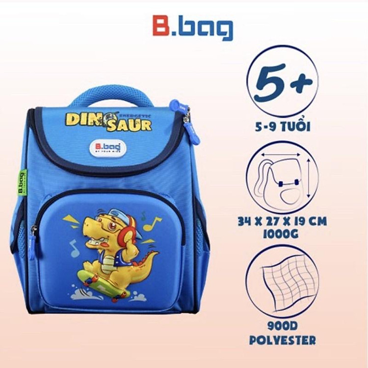 Balo chống gù B.bag Genius Box F2-Dinosaur B-12-109 (Xanh đậm)