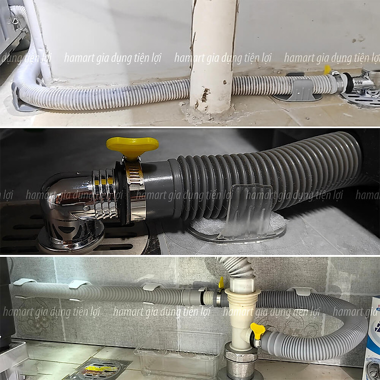 Móc Kẹp Ống Nước Dán Tường Nẹp Đỡ Ống Ruột Gà Giữ Cố Định Ống Xả Thoát Nước Máy Giặt Điều Hoà - Hình ảnh 4