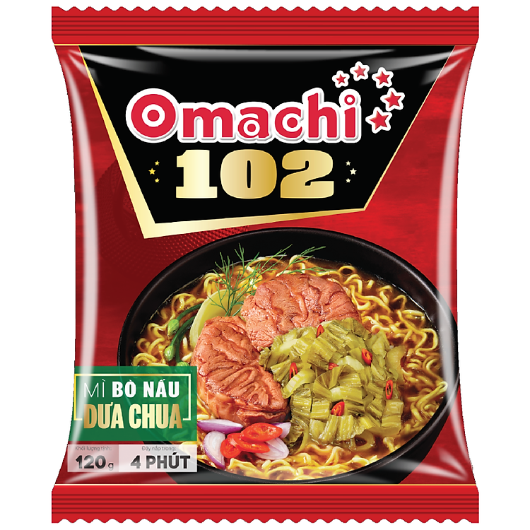 Mì Omachi 102 Bò Nấu Dưa Chua 120g
