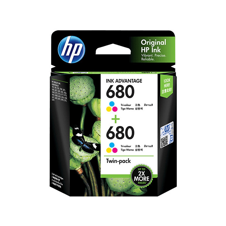 Mực in phun HP màu 680 tri-color combo 2 pack (Máy in HP DJ 2135/1115/1VU97AA) – Hàng chính hãng