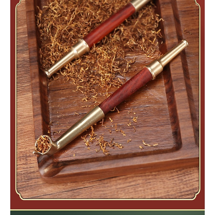 Tẩu Thuốc Gỗ Hương Gắn Sợi Bọc Hợp Kim Đồng - Ảnh 4