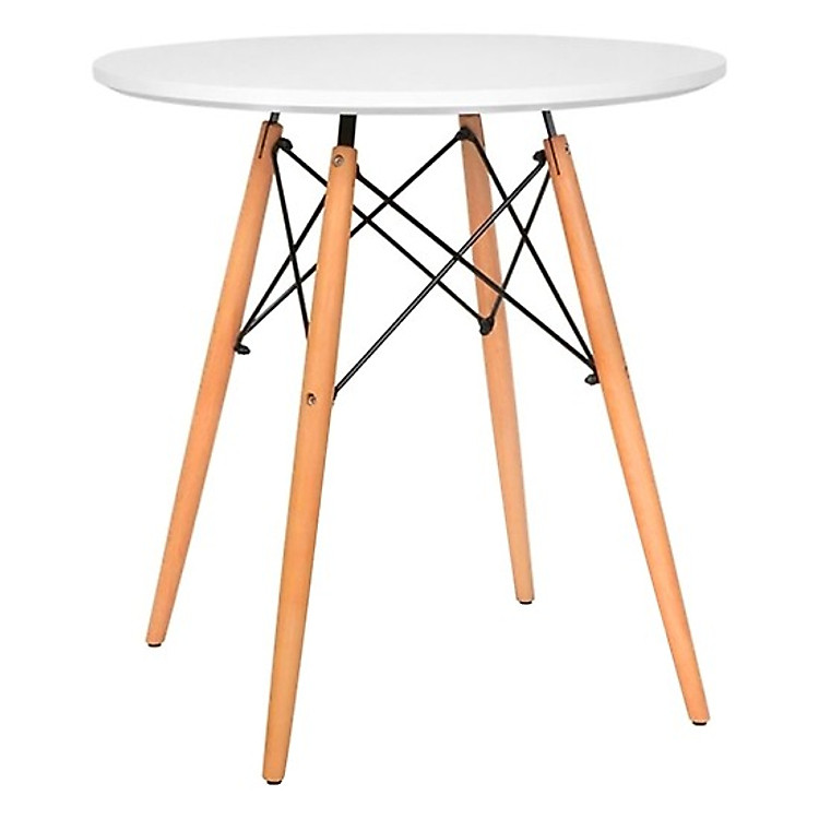 Bàn Tròn PI SJC Chân Gỗ - Trắng