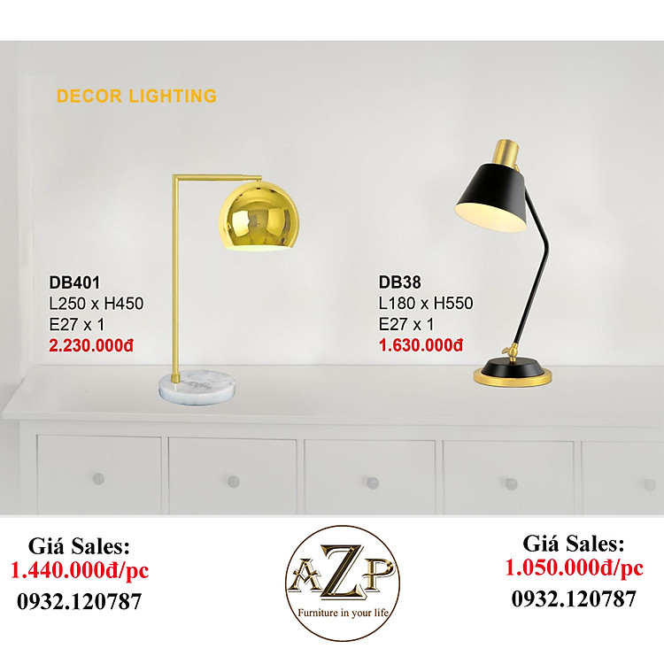 AZP - ĐÈN ĐỨNG / ĐÈN TRANG TRÍ / ĐÈN PHÒNG KHÁCH AZP-DB38 / DB401 phong cách đương đại, hàng nhập khẩu AZP