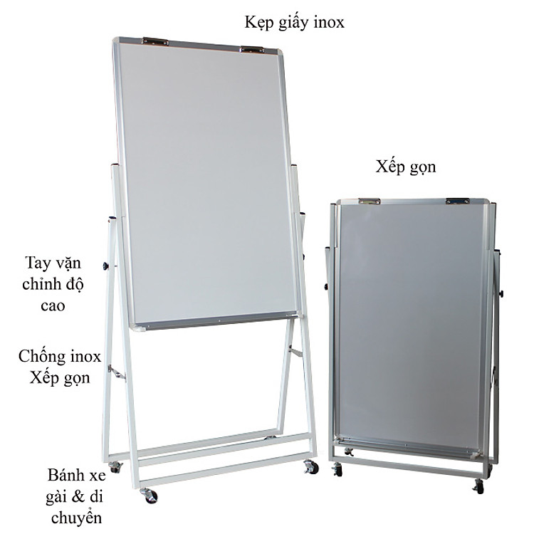 Bảng Flipchart chân gấp 80x120cm – Mặt trắng không ô ly