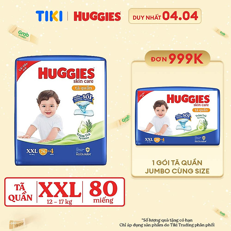 Tham Khảo tại ConCung: Tã Huggies Skin Care XXL76+4 miếng , nhận ngay nhiều Ưu đãi