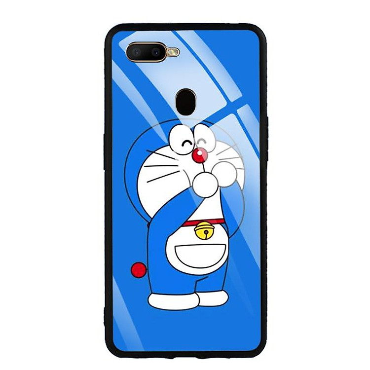 Ốp Lưng cho Oppo A5S - Mặt Kính Cường Lực - 0185 DOREMON02 - Hàng Chính Hãng