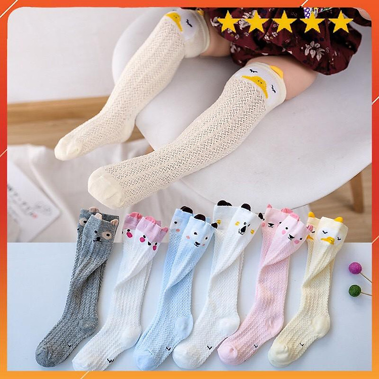 Tất Sơ Sinh/Tất Đùi Cotton Giữ Ấm Đầu Gối Cho Bé Siêu Yêu