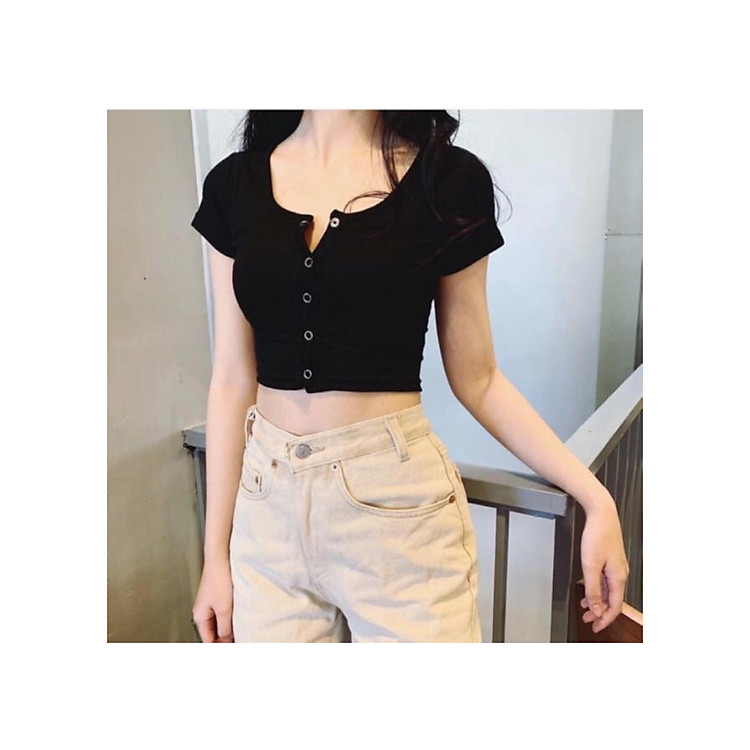 Áo Croptop Nút Bấm