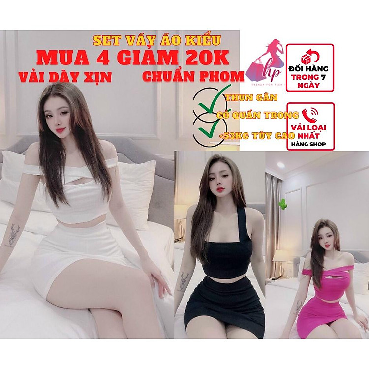 Set đồ nữ áo croptop dây hở lưng kèm váy ngắn có quần trongi ôm body thun xịn mịn mẫu mới sang chảnh trend hàn quốc