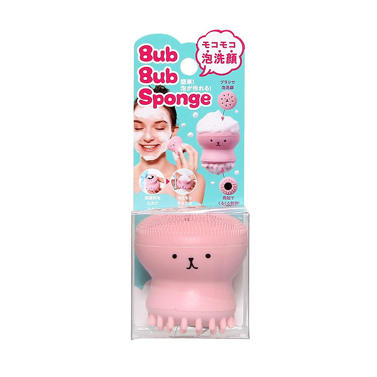 Dụng Cụ, Cọ Rửa Mặt Bạch Tuộc Cogit Bub Bub Sponge Pink, Silicon Mềm, Nhập Khẩu Nhật Bản