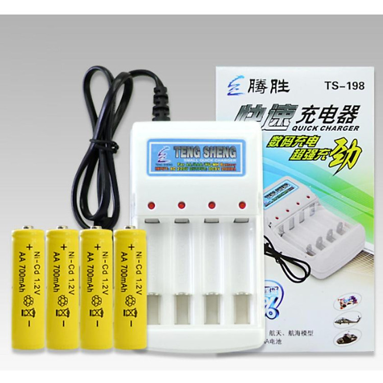 Sạc Pin Cho Pin Sạc AA và AAA (Kèm 04 Viên Pin AA 700mAh)