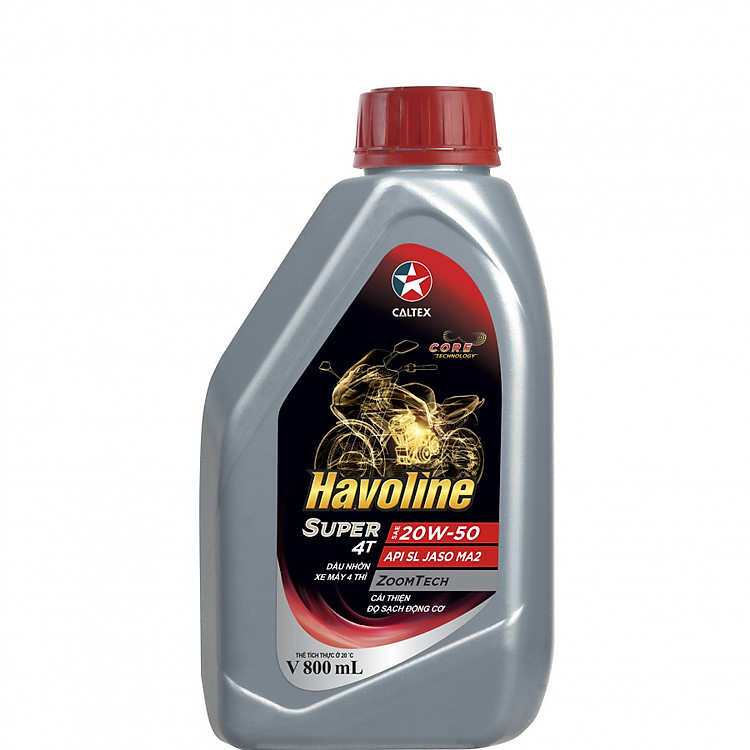 Dầu nhớt xe số và xe côn tayCaltex Havoline Super 4T 20W50 API SL JASO MA2 800ml