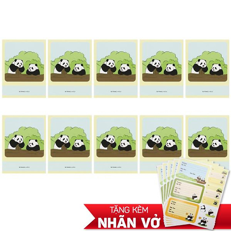 Tập Học Sinh Fluffy Panda (10 chiếc) – 4 Ô Ly – 96 Trang 80gsm