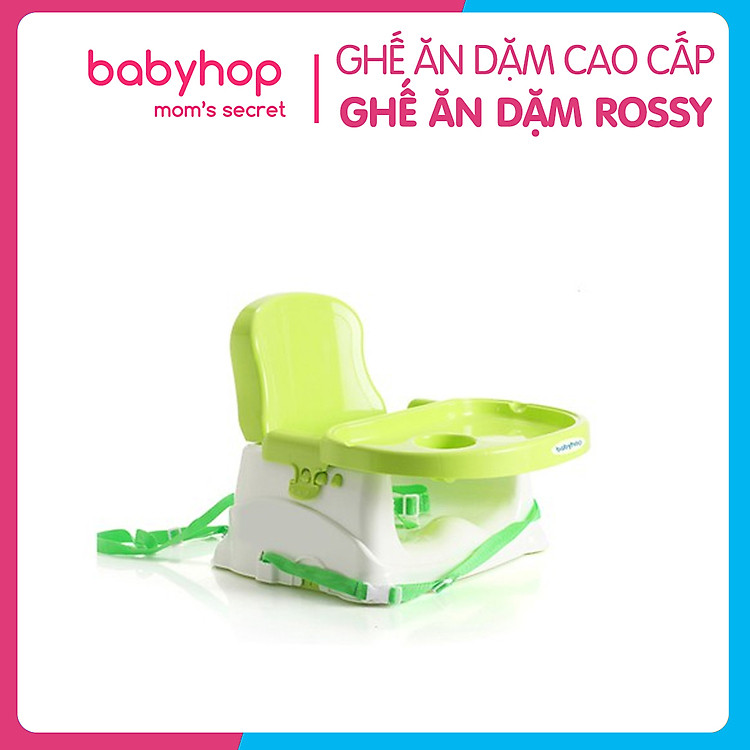 Ghế ăn dặm Rossy Babyhop, thiết kế hiện đại có thể gấp gọn, 3 nấc điều chỉnh kèm đai an toàn