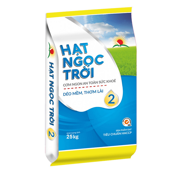Gạo Hạt Ngọc Trời Số 2 - Bao 25Kg - Cơm ngon an toàn sức khỏe, dẻo mềm, thơm lài