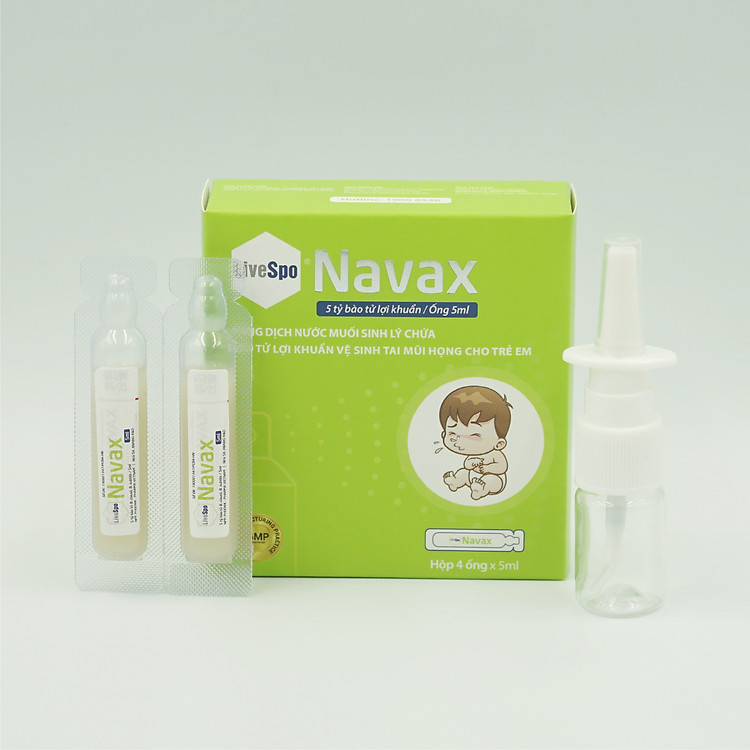 Bào tử lợi khuẩn Livespo Navax xịt tai mũi họng kháng viêm, diệt khuẩn hộp 1 xịt kèm 1 ống cho trẻ