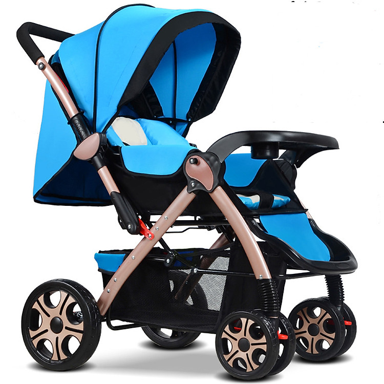 Xe đẩy em bé 2 chiều cao cấp gấp gọn mầu ngẫu nhiên (xanh)