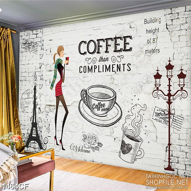 Hình tường 3D in trên vải lụa đen trắng phong cách hiện đại