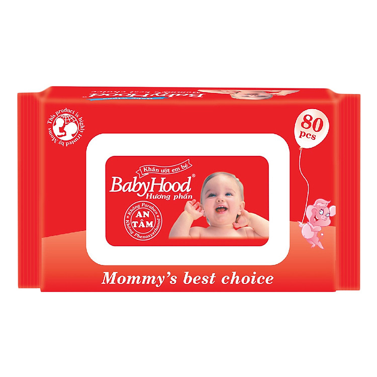 Khăn Ướt Em Bé BabyHood Hương Phấn (80 Tờ)