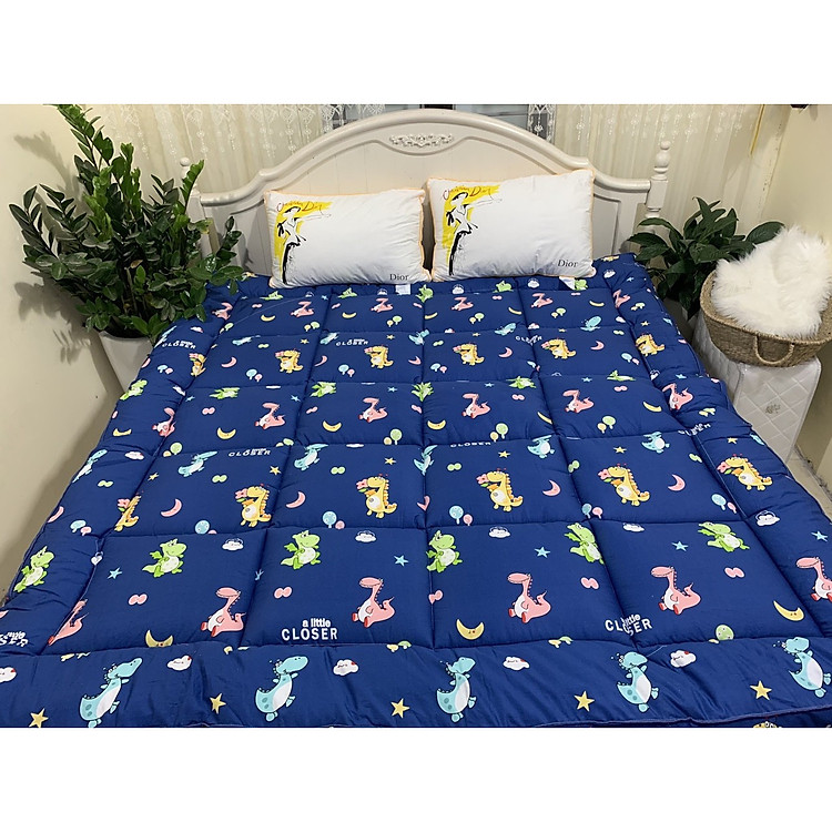 Tấm làm mềm đệm topper home collection loại đẹp - Khủng long- Tặng kèm 1 móc khóa Houston