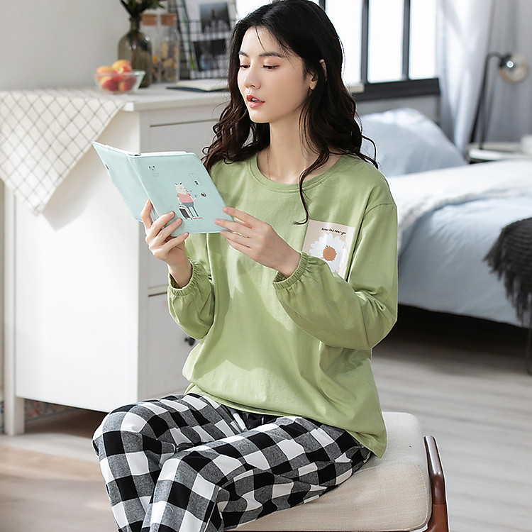 Đồ nữ mặc nhà thu đông cotton 8648
