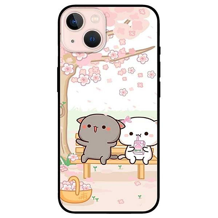 Ốp lưng dành cho Iphone 13 Mini - Iphone 13 - Iphone 13 Pro - Iphone 13 Pro Max - Cặp Đôi Mèo Hái Hoa