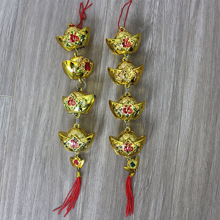 Liễn, Câu Đối, Thỏi Vàng, Thần Tài, Hồ Lô, Hoa Mai, Hoa Đào và phụ kiện trang trí Tết (2 dây Thỏi Vàng) - Ảnh 5